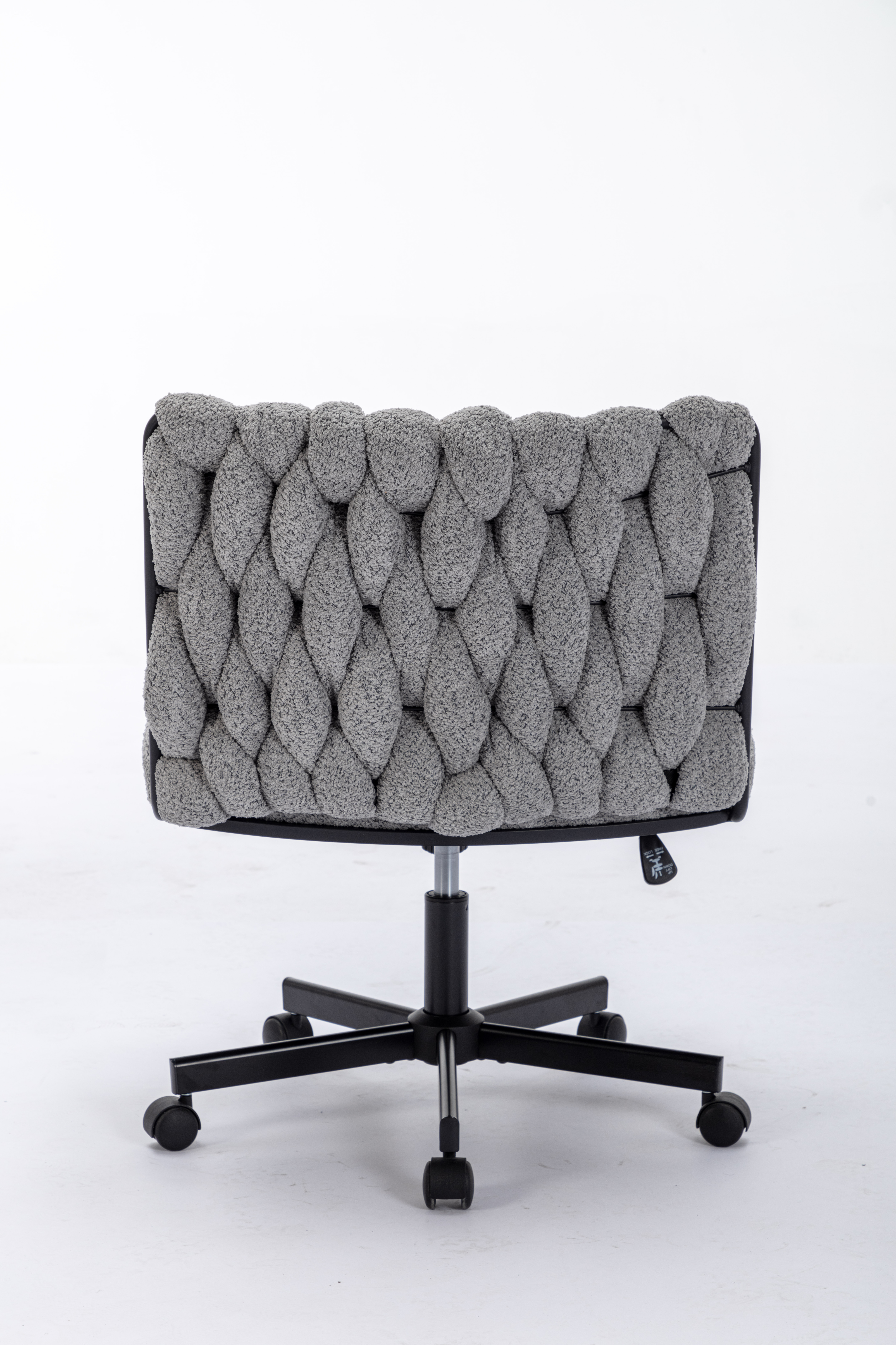 Criss Cross Legged Office Desk Chair With Wheels, Modern Armless Desk Chair With Wide Seat, Home Office Chairs For Work, Meditation, Vanity,Grey_voghion.com